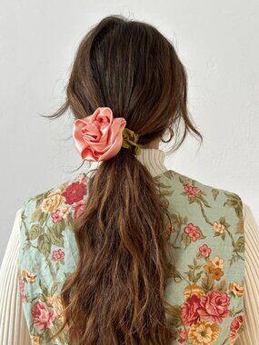 Never-Worn Pink Satin Rosette Barrette from Room Shop
